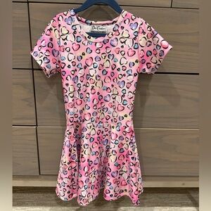 New without Tags DORI CREATIONS Pink Heart Short Sleeve Dress Girls Sz 6